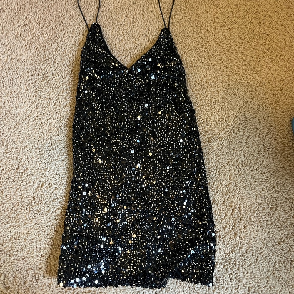 Sequin Black Spaghetti Strap dress